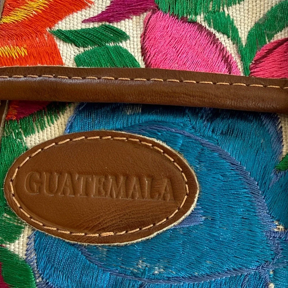 Colorful Floral Embroidered Wallet with Brown Accent - Picture 2 of 3